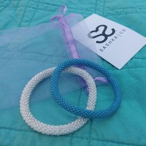 Set of two handmade beaded bracelets